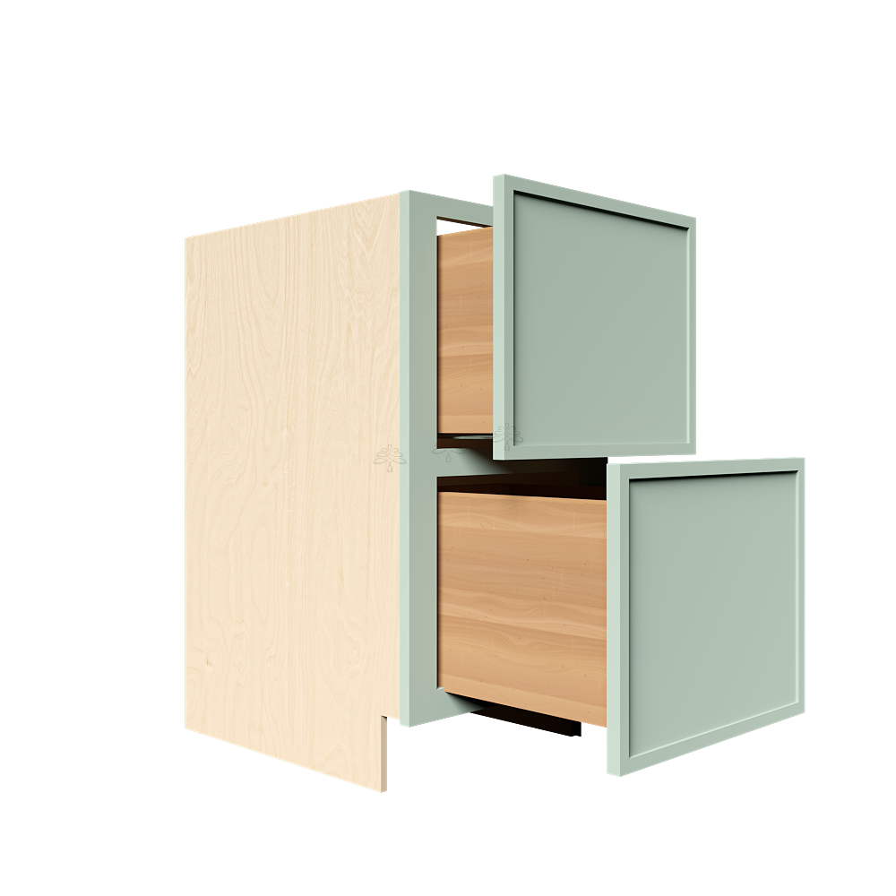 Urban Slim Minty Green Shaker Painted Finish Tall Vanity Drawer Base Cabinet with 2 Drawers