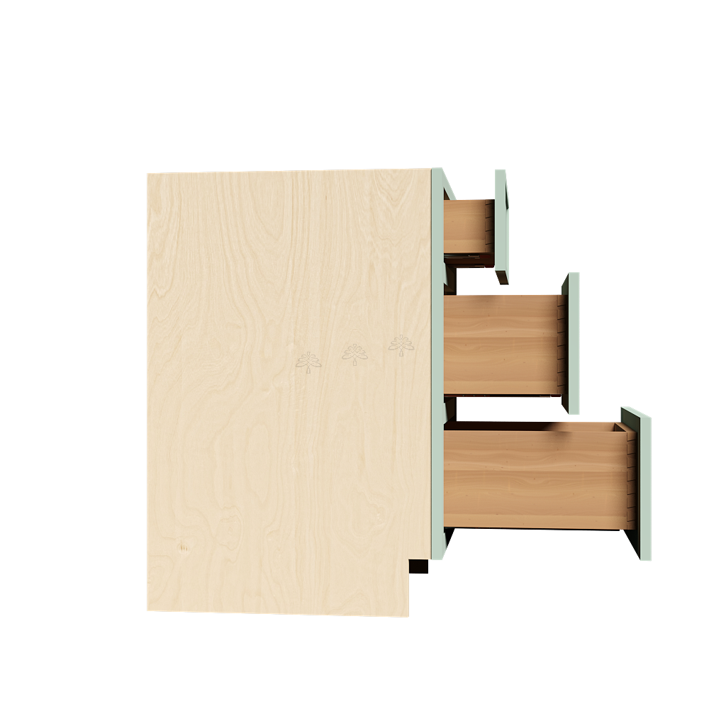 Urban Slim Minty Green Shaker Painted Finish Tall Vanity Drawer Base Cabinet with 3 Drawers