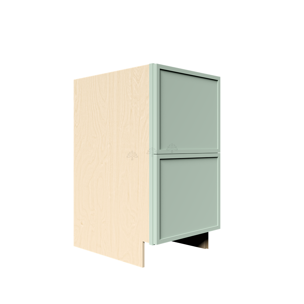 Urban Slim Minty Green Shaker Painted Finish Tall Vanity Drawer Base Cabinet with 2 Drawers