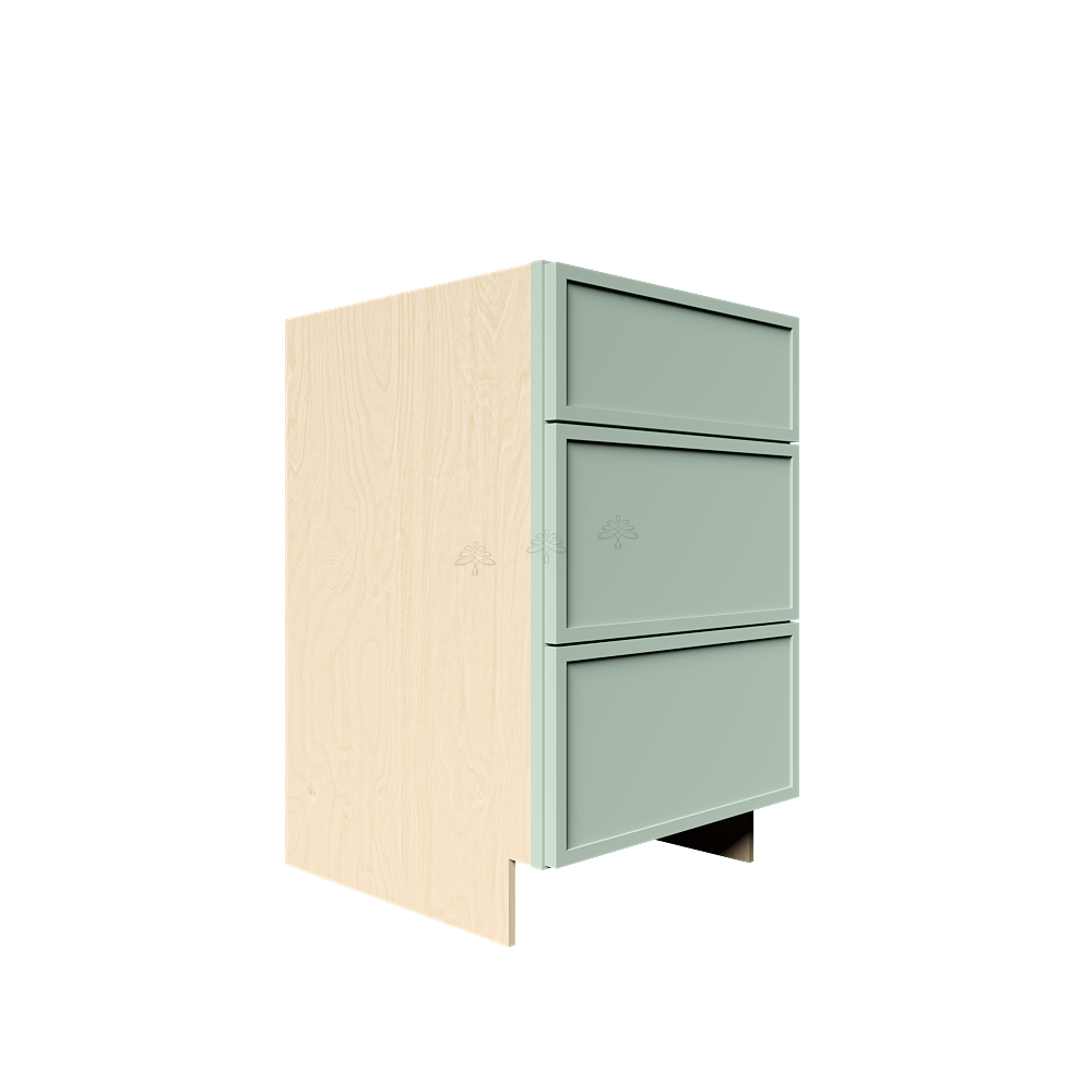 Urban Slim Minty Green Shaker Painted Finish Tall Vanity Drawer Base Cabinet with 3 Drawers