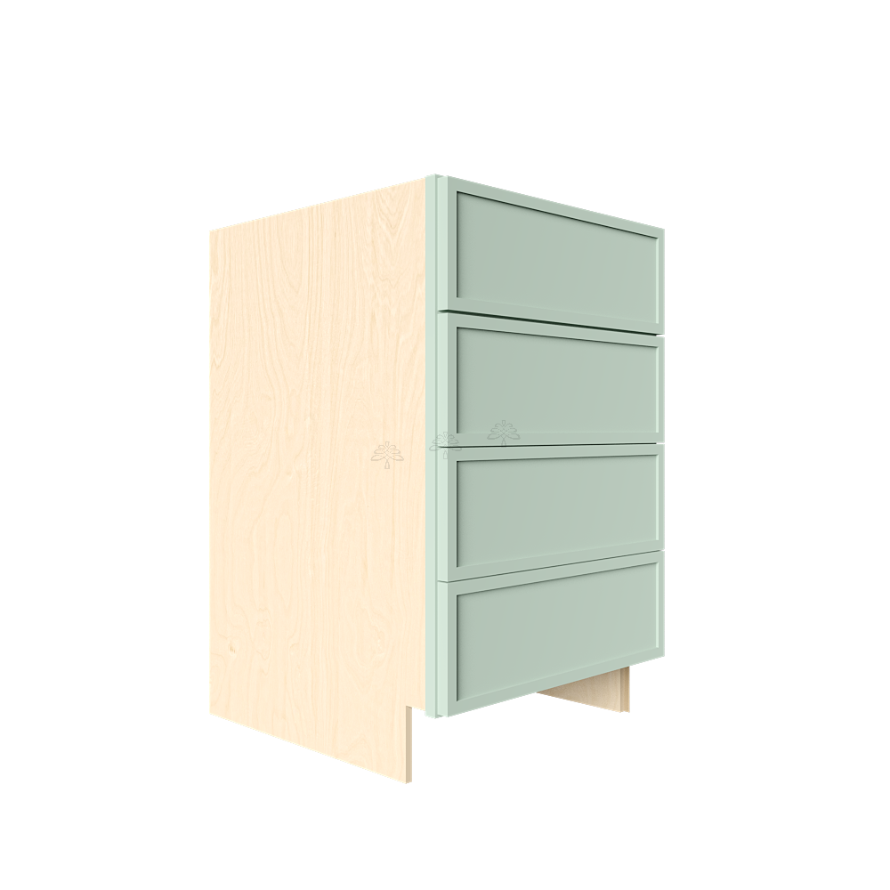 Urban Slim Minty Green Shaker Painted Finish Tall Vanity Drawer Base Cabinet with 4 Drawers