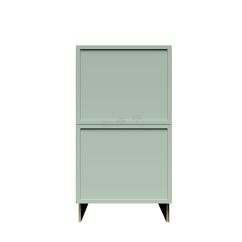 Urban Slim Minty Green Shaker Painted Finish Tall Vanity Drawer Base Cabinet with 2 Drawers