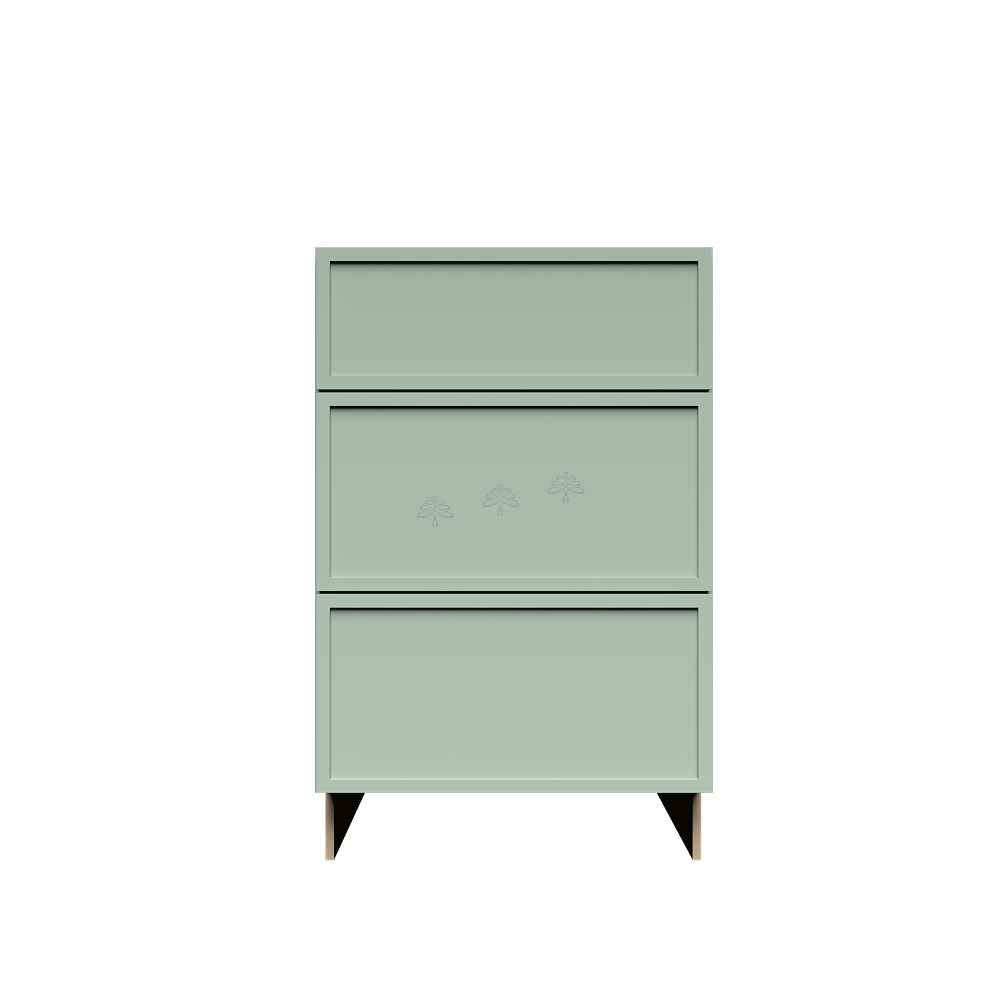 Urban Slim Minty Green Shaker Painted Finish Tall Vanity Drawer Base Cabinet with 3 Drawers
