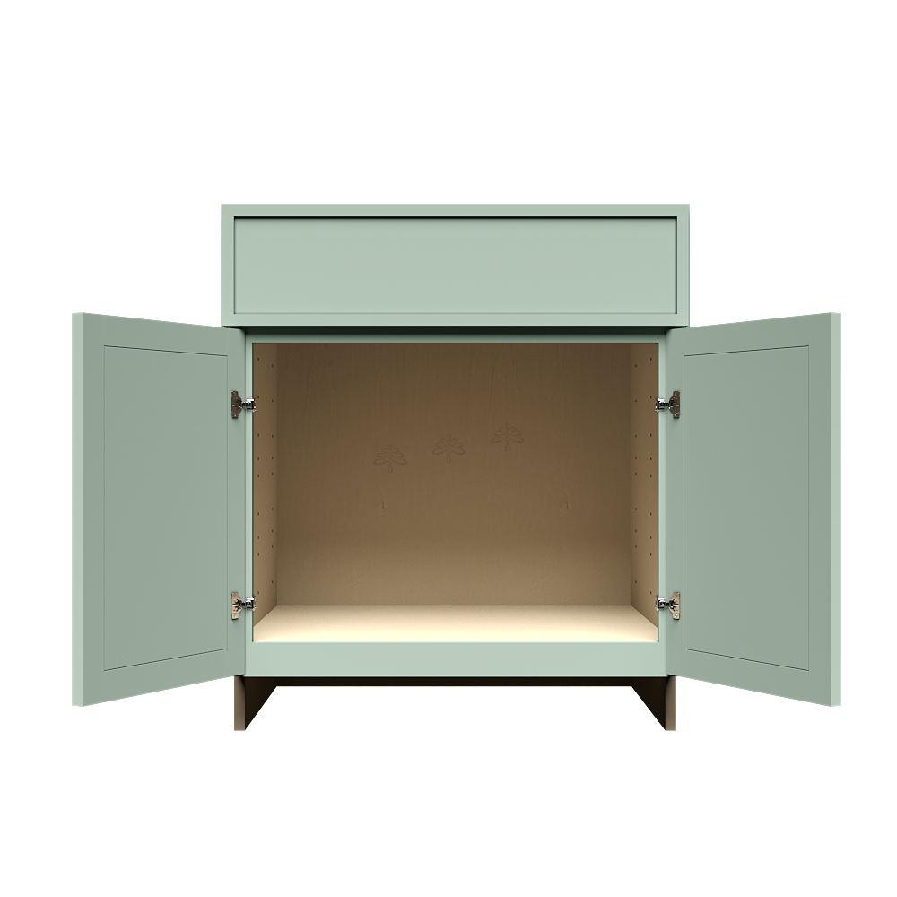 Urban Slim Minty Green Shaker Painted Finish Tall Vanity Sink Base Cabinet with 1 False Drawer and 2 Doors