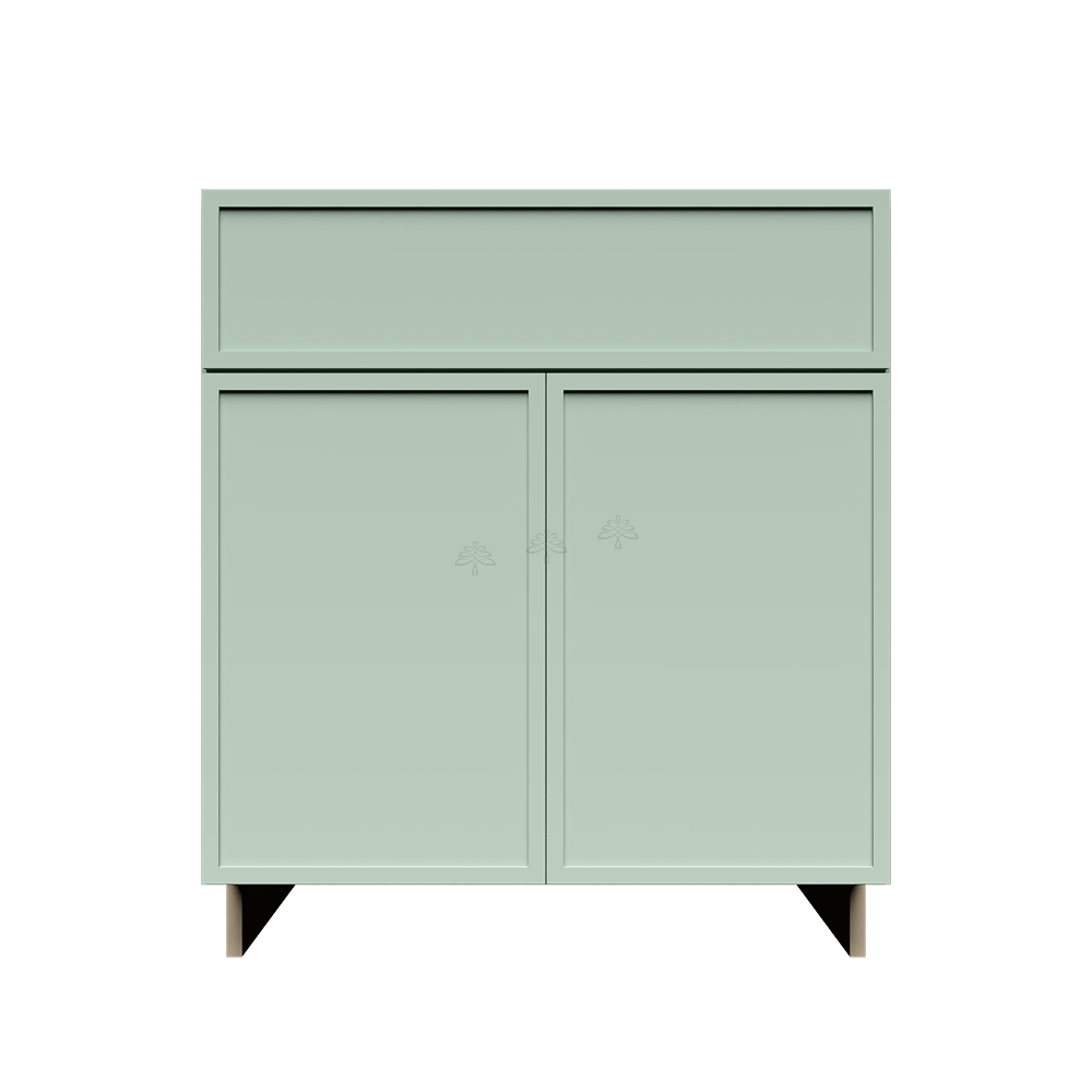 Urban Slim Minty Green Shaker Painted Finish Tall Vanity Sink Base Cabinet with 1 False Drawer and 2 Doors