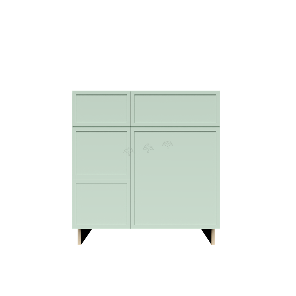 Urban Slim Minty Green Shaker Painted Finish Tall Vanity Sink Drawers Combo Cabinet with 2 Drawers On The Left