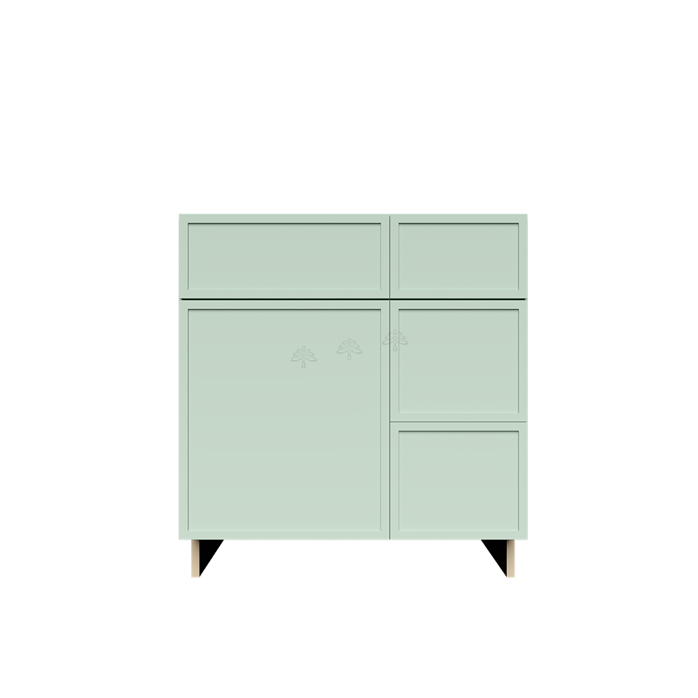 Urban Slim Minty Green Shaker Painted Finish Tall Vanity Sink Drawers Combo Cabinet with 2 Drawers On The Right