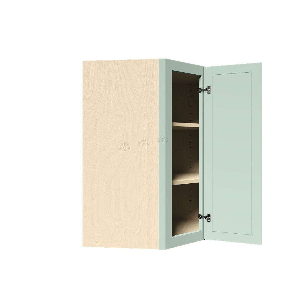 Urban Slim Minty Green Shaker Painted Finish Wall Diagonal Corner Cabinet