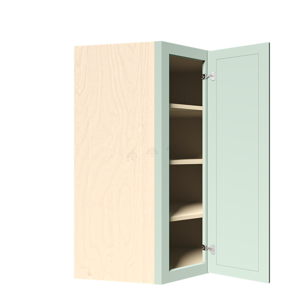 Urban Slim Minty Green Shaker Painted Finish Wall Diagonal Corner Cabinet