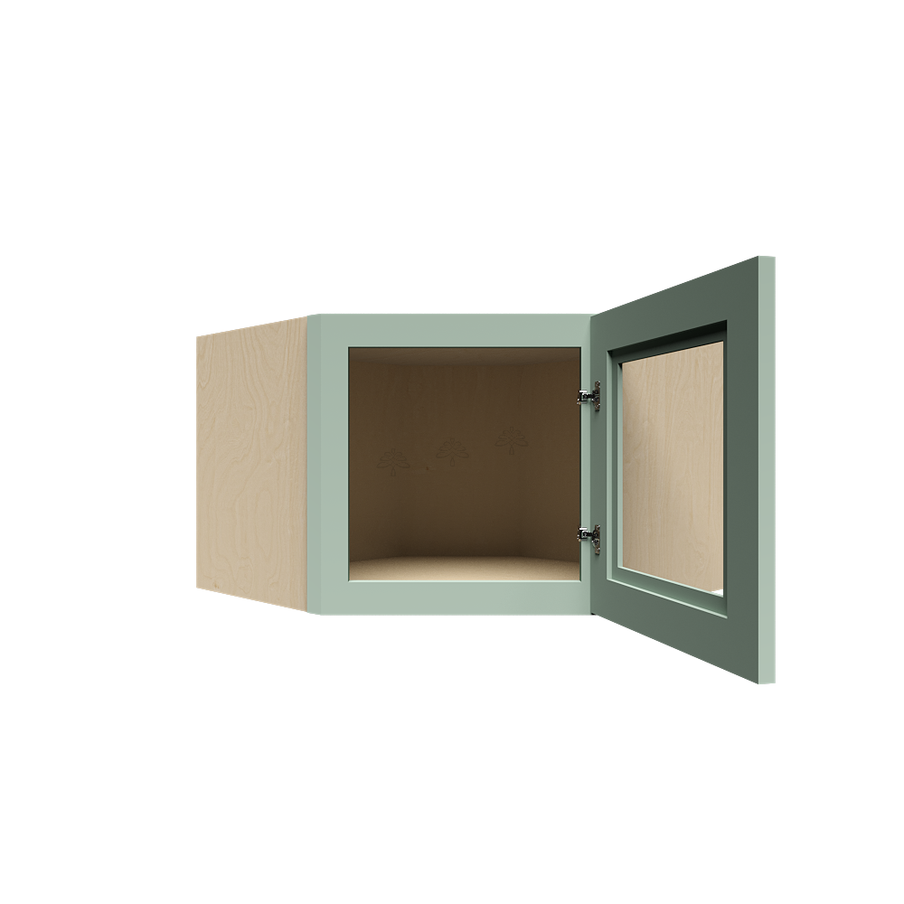Urban Slim Minty Green Shaker Painted Finish Wall Diagonal Mullion Door Cabinet