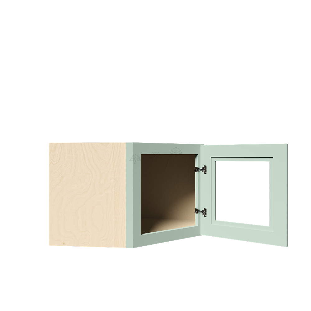 Urban Slim Minty Green Shaker Painted Finish Wall Diagonal Mullion Door Cabinet