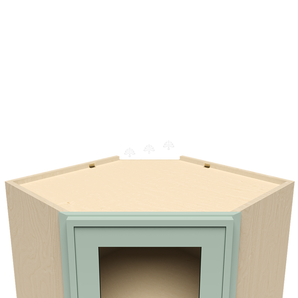 Urban Slim Minty Green Shaker Painted Finish Wall Diagonal Mullion Door Cabinet