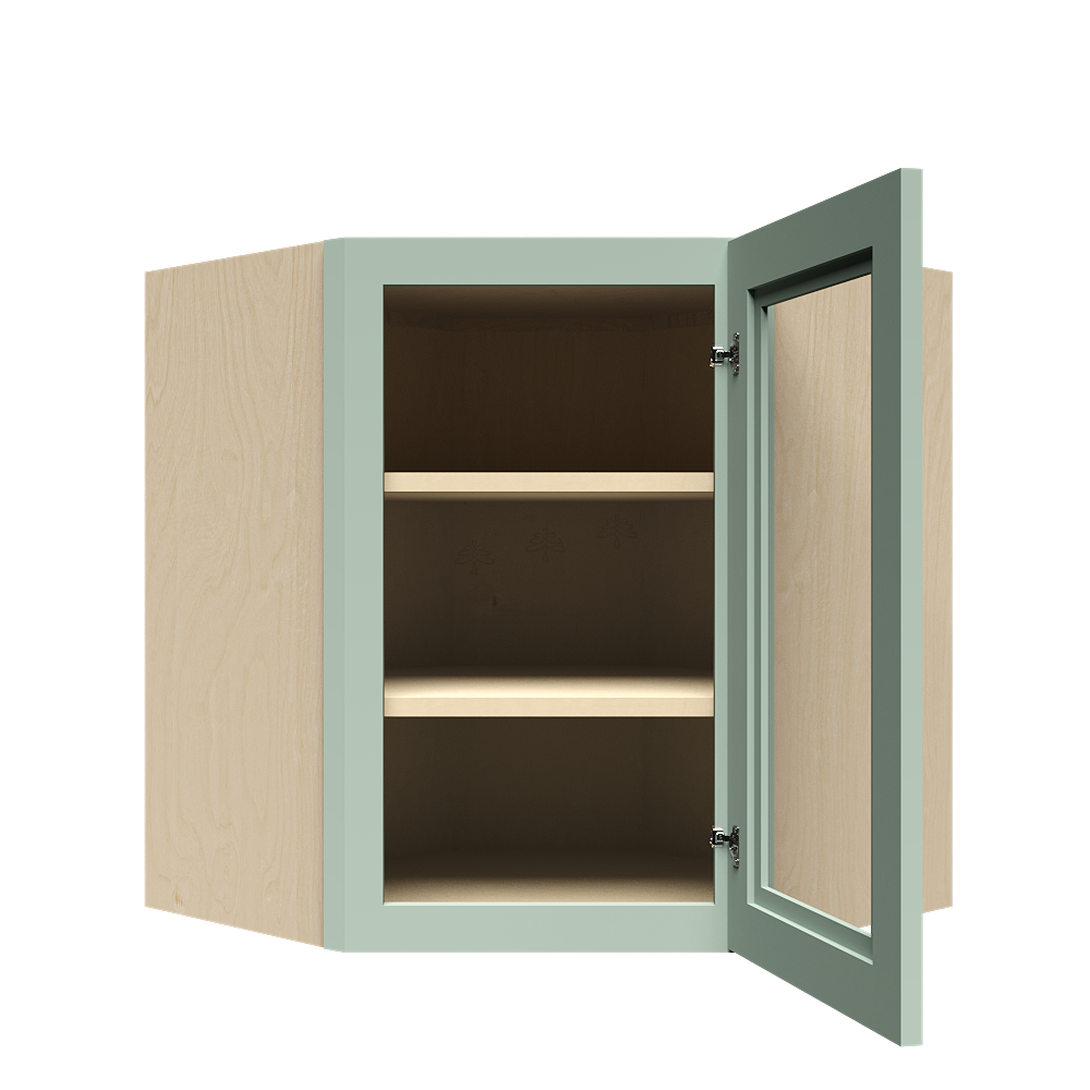 Urban Slim Minty Green Shaker Painted Finish Wall Diagonal Mullion Door Cabinet
