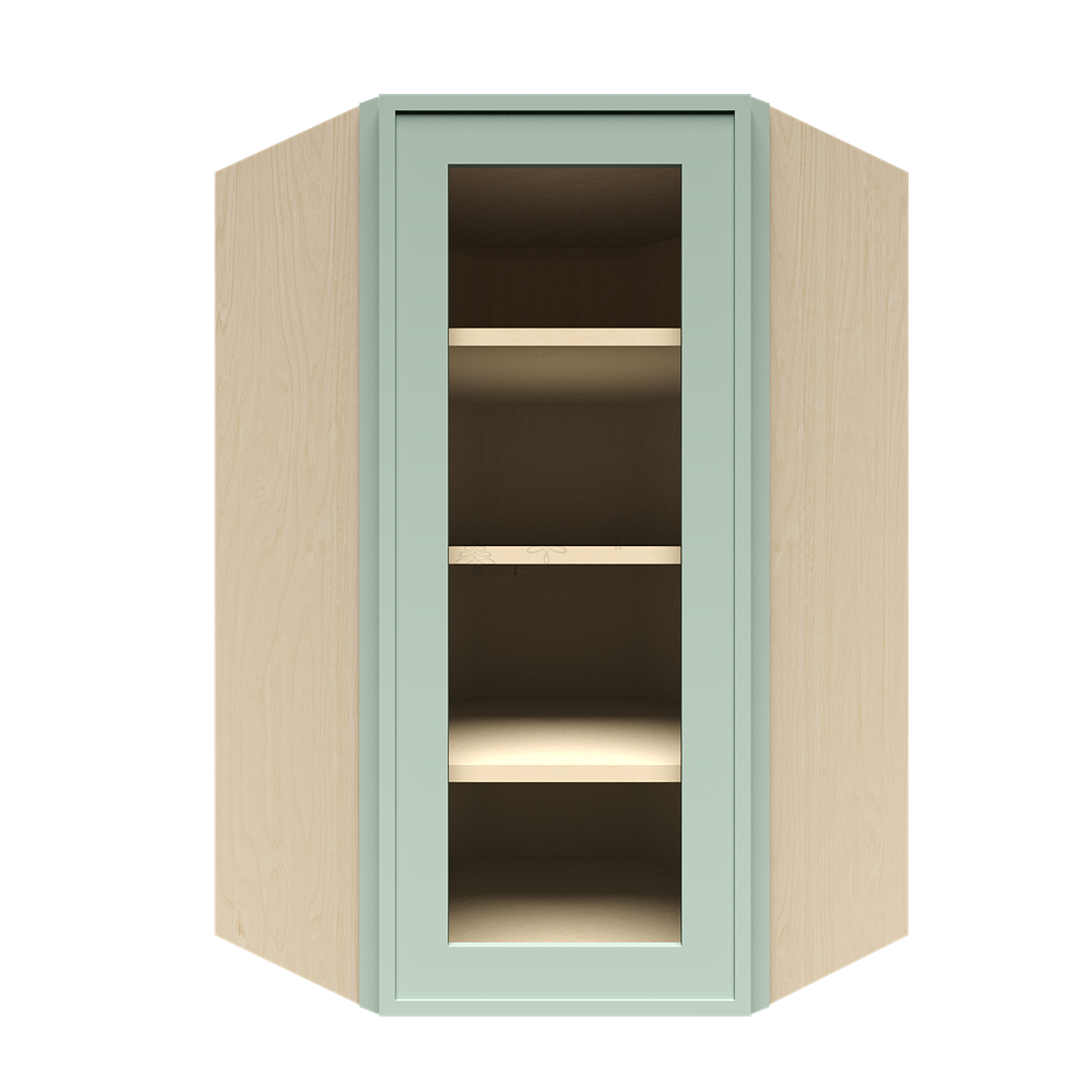 Urban Slim Minty Green Shaker Painted Finish Wall Diagonal Mullion Door Cabinet