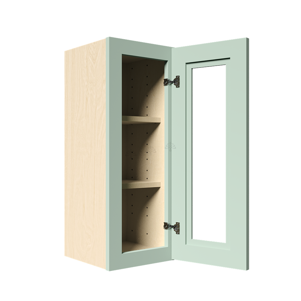 Urban Slim Minty Green Shaker Painted Finish Wall Mullion Door Cabinet
