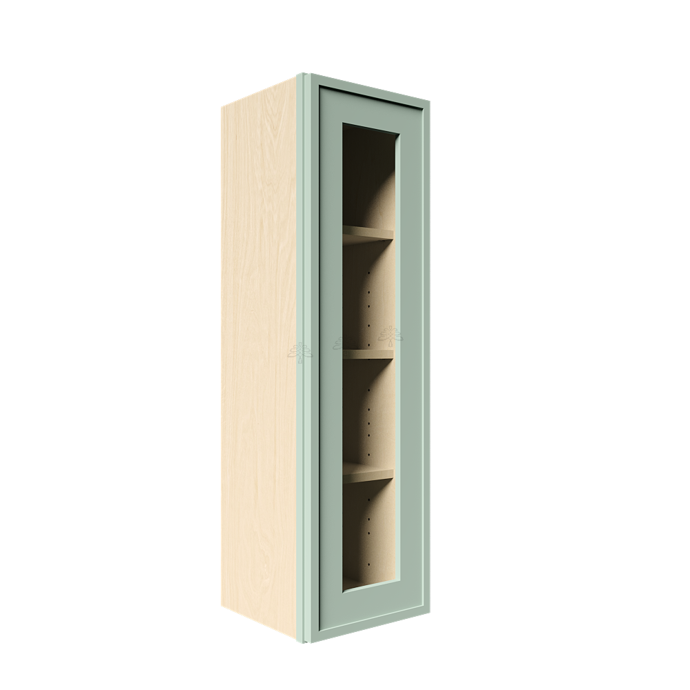 Urban Slim Minty Green Shaker Painted Finish Wall Mullion Door Cabinet