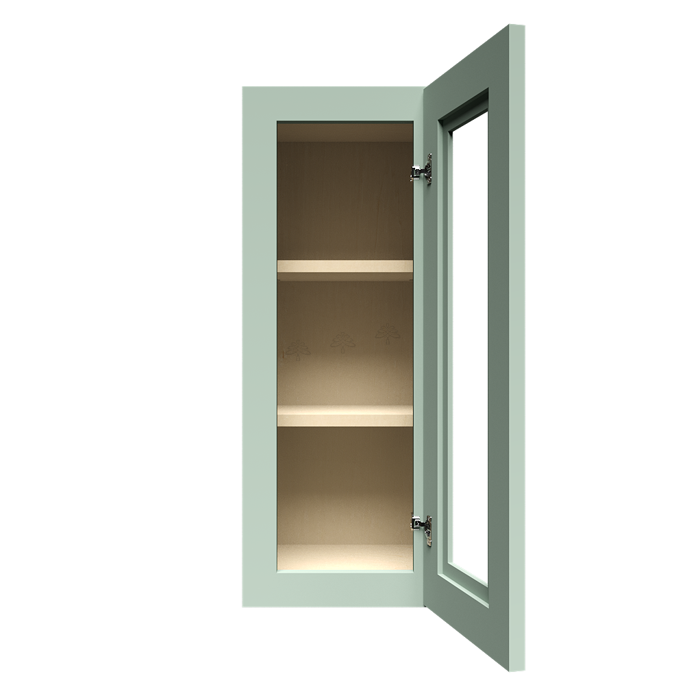 Urban Slim Minty Green Shaker Painted Finish Wall Mullion Door Cabinet