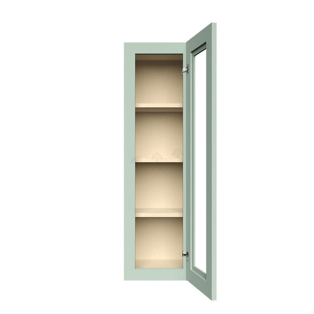 Urban Slim Minty Green Shaker Painted Finish Wall Mullion Door Cabinet