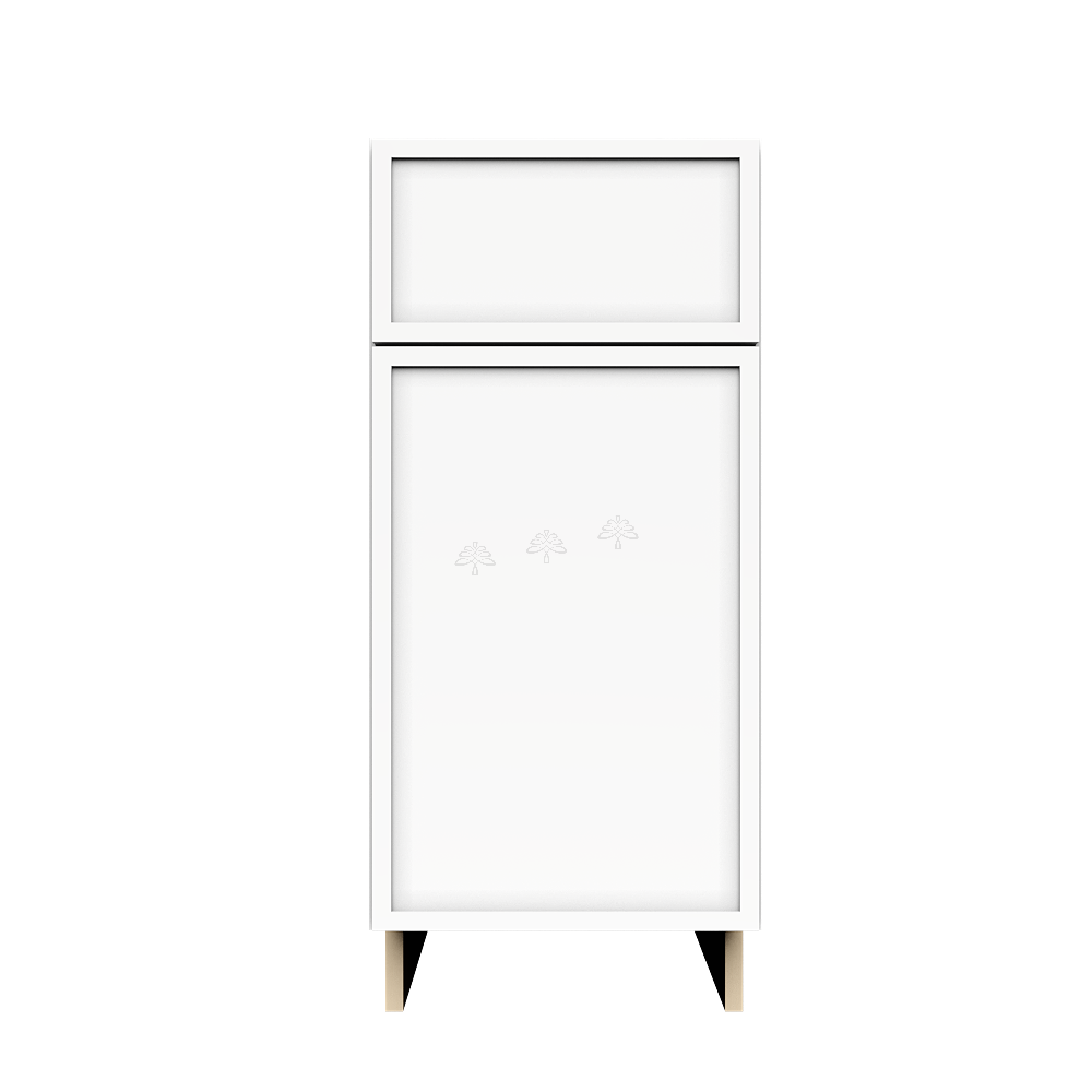 Urban Slim White Shaker Painted White Finish Base Cabinet with 1 Drawer 1 Door and 1 Shelf