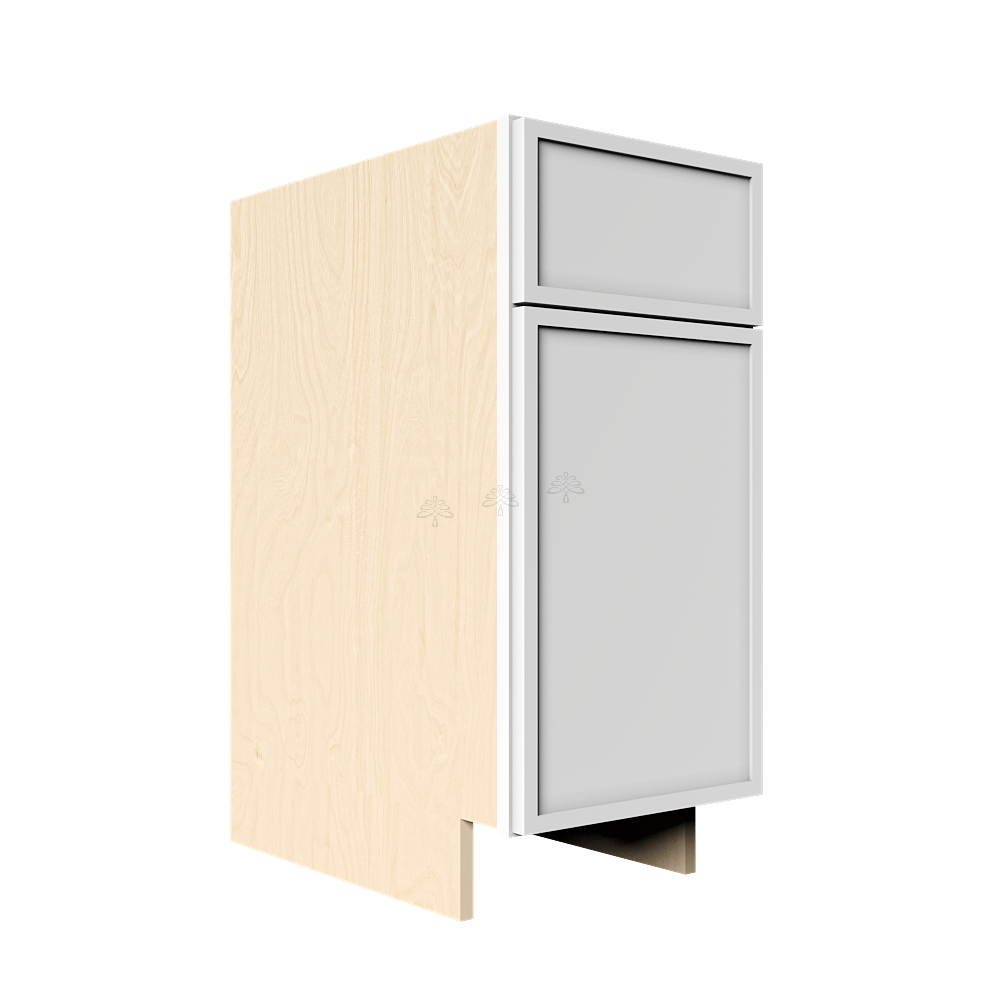 Urban Slim White Shaker Painted Finish Base Cabinet with 1 Drawer 1 Door and 1 Shelf