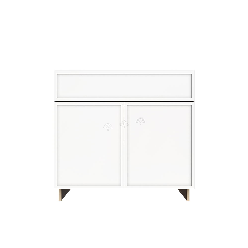 Urban Slim White Shaker Painted Finish Base Cabinet with 1 Drawer 2 Doors and 1 Shelf