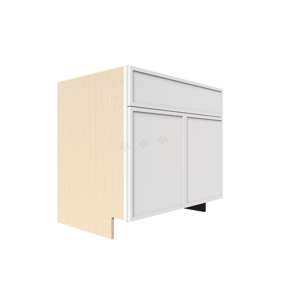 Urban Slim White Shaker Painted Finish Base Cabinet with 1 Drawer 2 Doors and 1 Shelf
