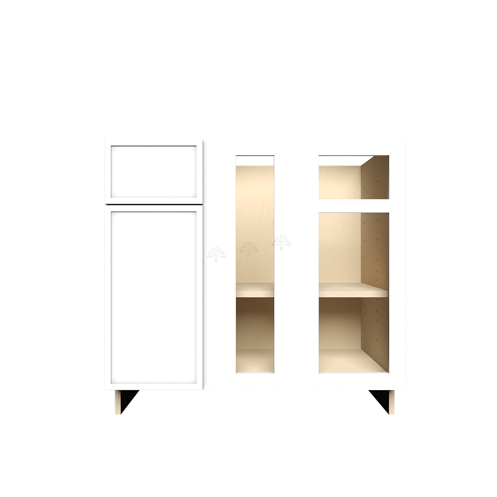 Urban Slim White Shaker Painted Finish Blind Base Cabinet with 1 Drawer 1 Door and 1 Shelf