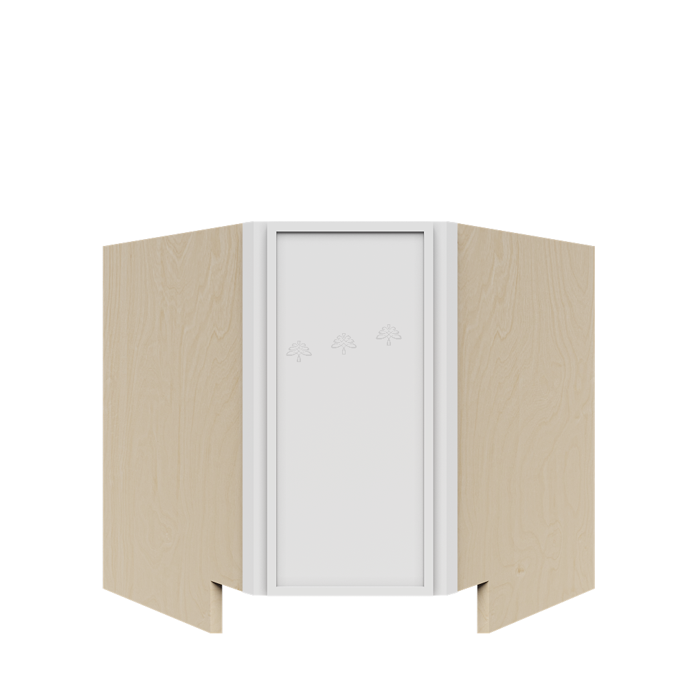 Urban Slim White Shaker Painted Finish Base Diagonal Cabinet with 1 Shelf