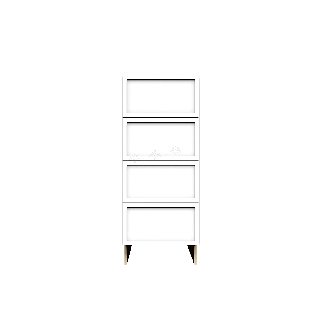 Urban Slim White Shaker Painted Finish Drawer Base Cabinet with 4 Drawers