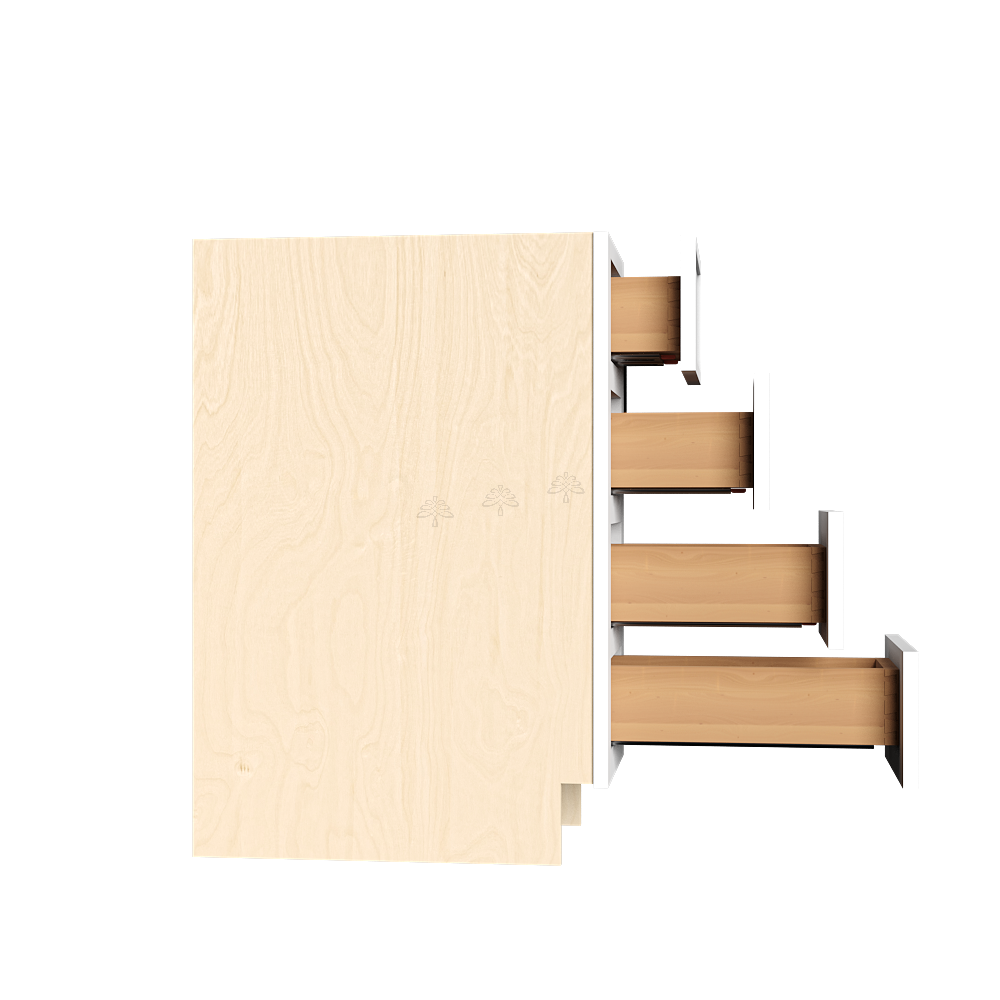 Urban Slim White Shaker Painted Finish Drawer Base Cabinet with 4 Drawers