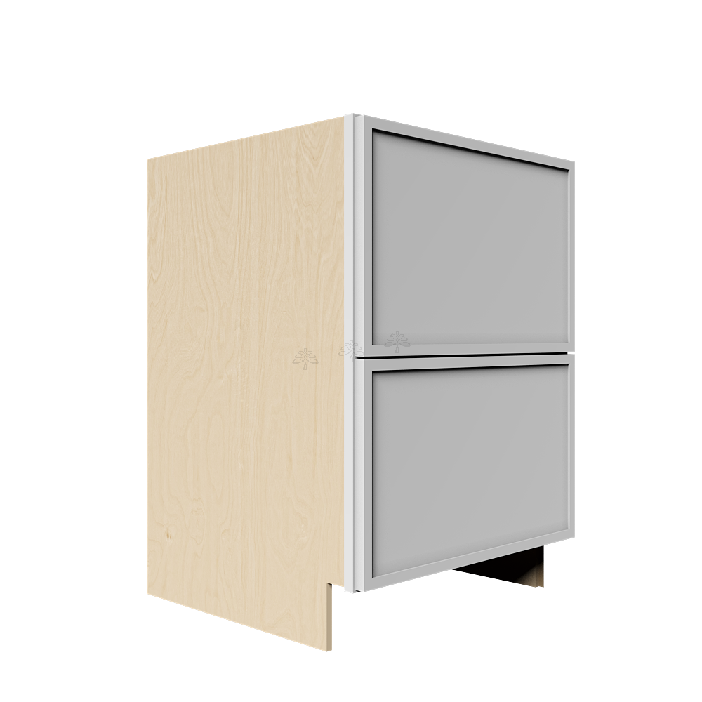 Urban Slim White Shaker Painted Finish Drawer Base Cabinet with 2 Drawers