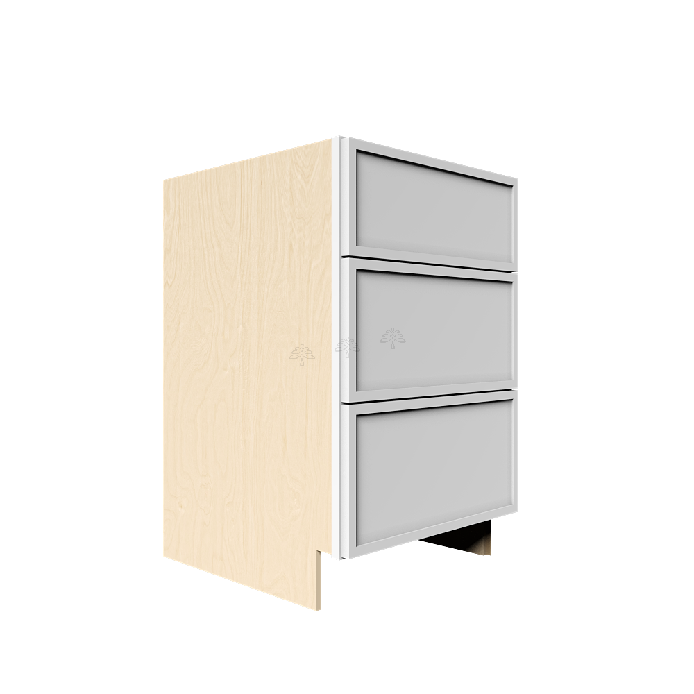 Urban Slim White Shaker Painted Finish Drawer Base Cabinet with 3 Drawers