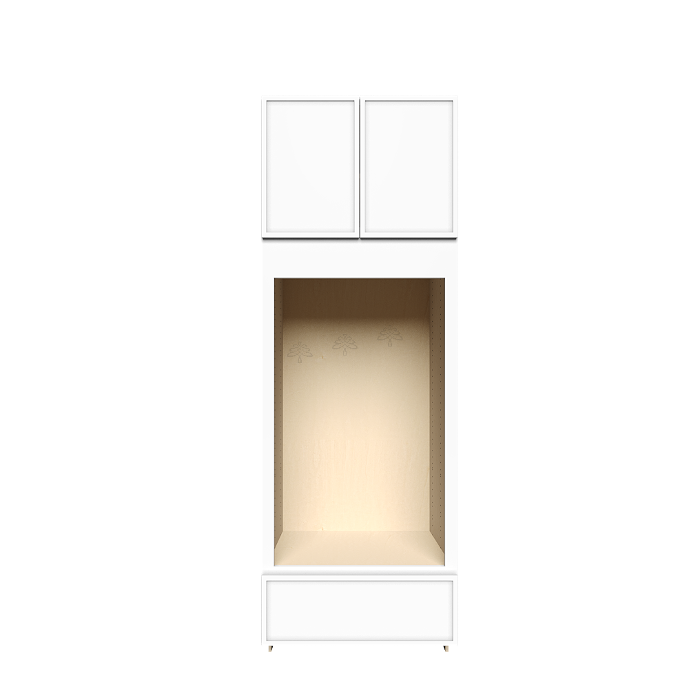 Urban Slim White Shaker Painted Finish Double Oven Cabinet with 1 Bottom Drawer and 2 Upper Doors