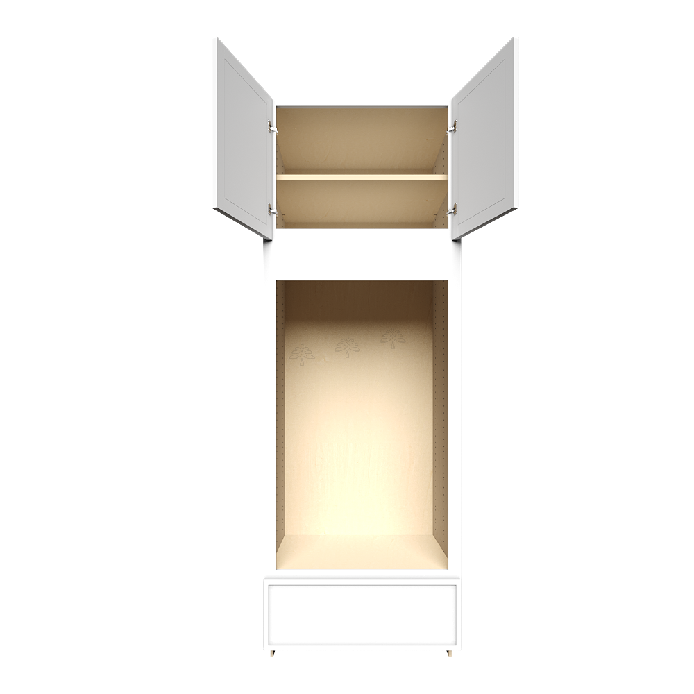 Urban Slim White Shaker Painted Finish Double Oven Cabinet with 1 Bottom Drawer and 2 Upper Doors