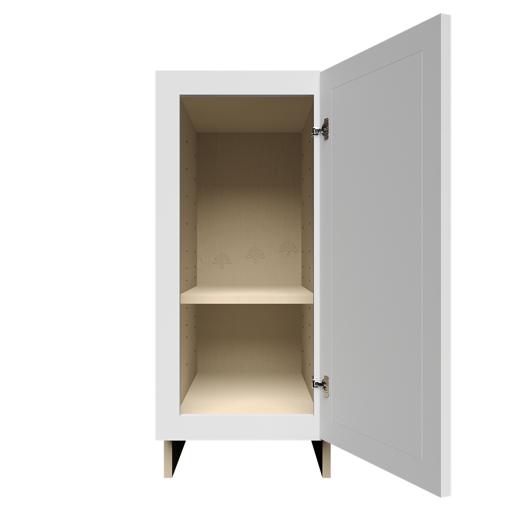 Urban Slim White Shaker Painted Finish Full Height Base Cabinet with 1 Door and 1 Shelf