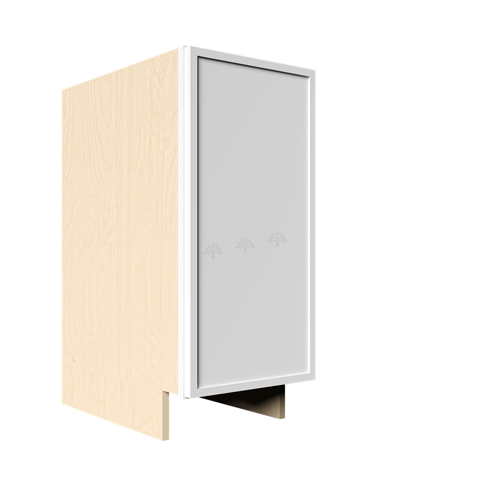 Urban Slim White Shaker Painted Finish Full Height Base Cabinet with 1 Door and 1 Shelf