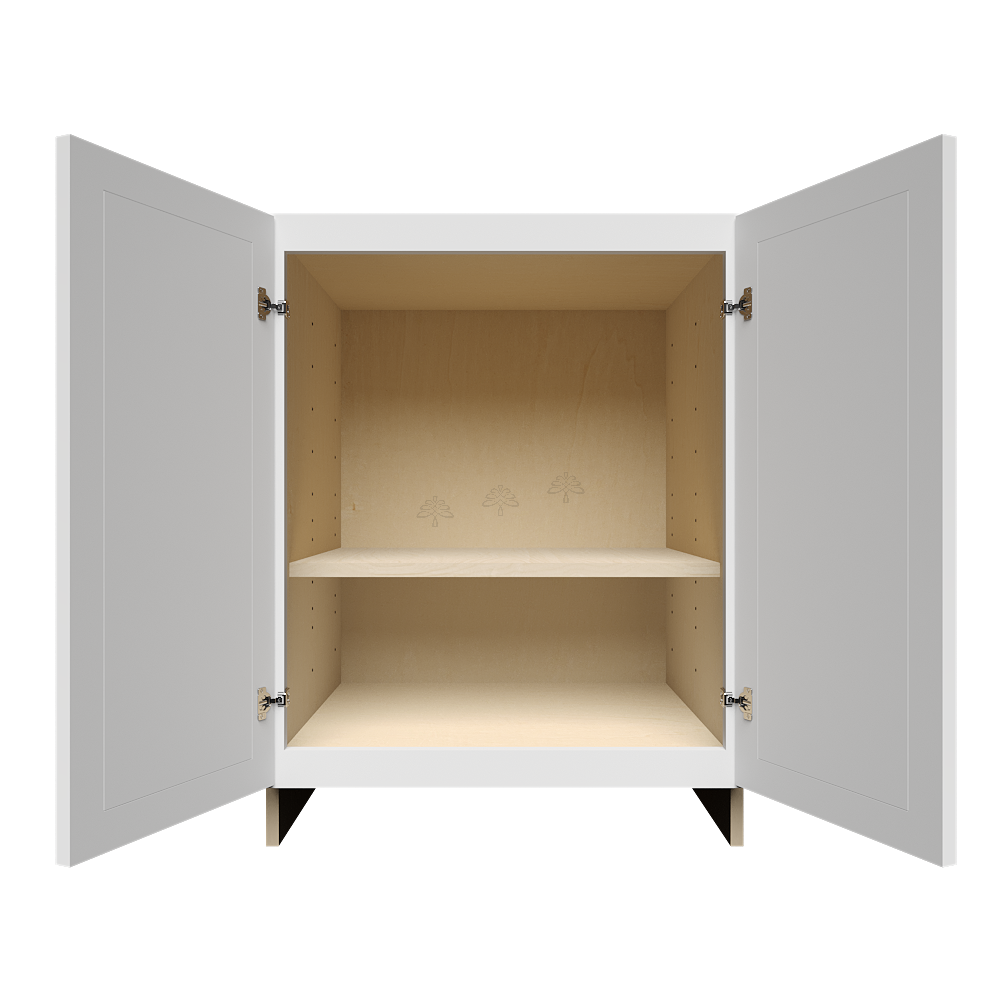 Urban Slim White Shaker Painted Finish Full Height Base Cabinet with 2 Doors and 1 Shelf