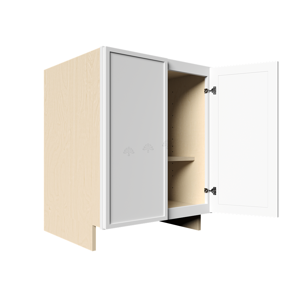 Urban Slim White Shaker Painted Finish Full Height Base Cabinet with 2 Doors and 1 Shelf