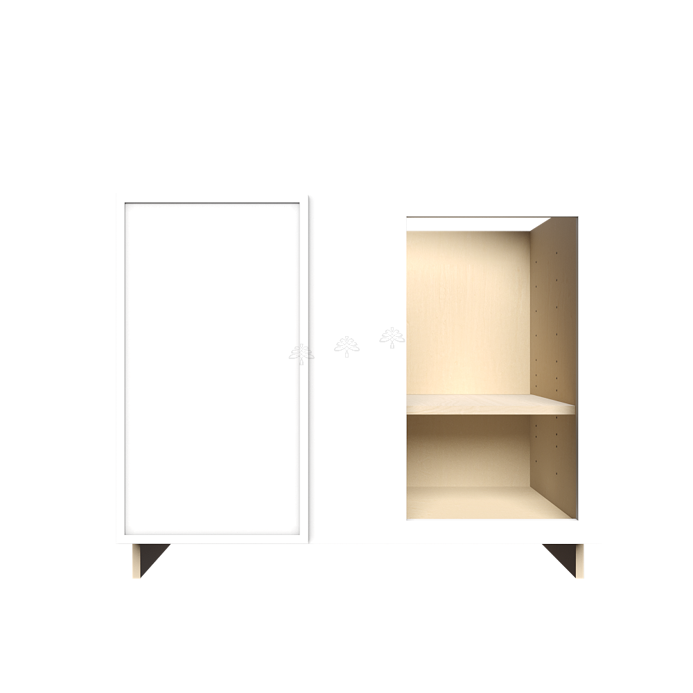 Urban Slim White Shaker Painted Finish Full Height Blind Base Cabinet with 1 Door and 1 Shelf