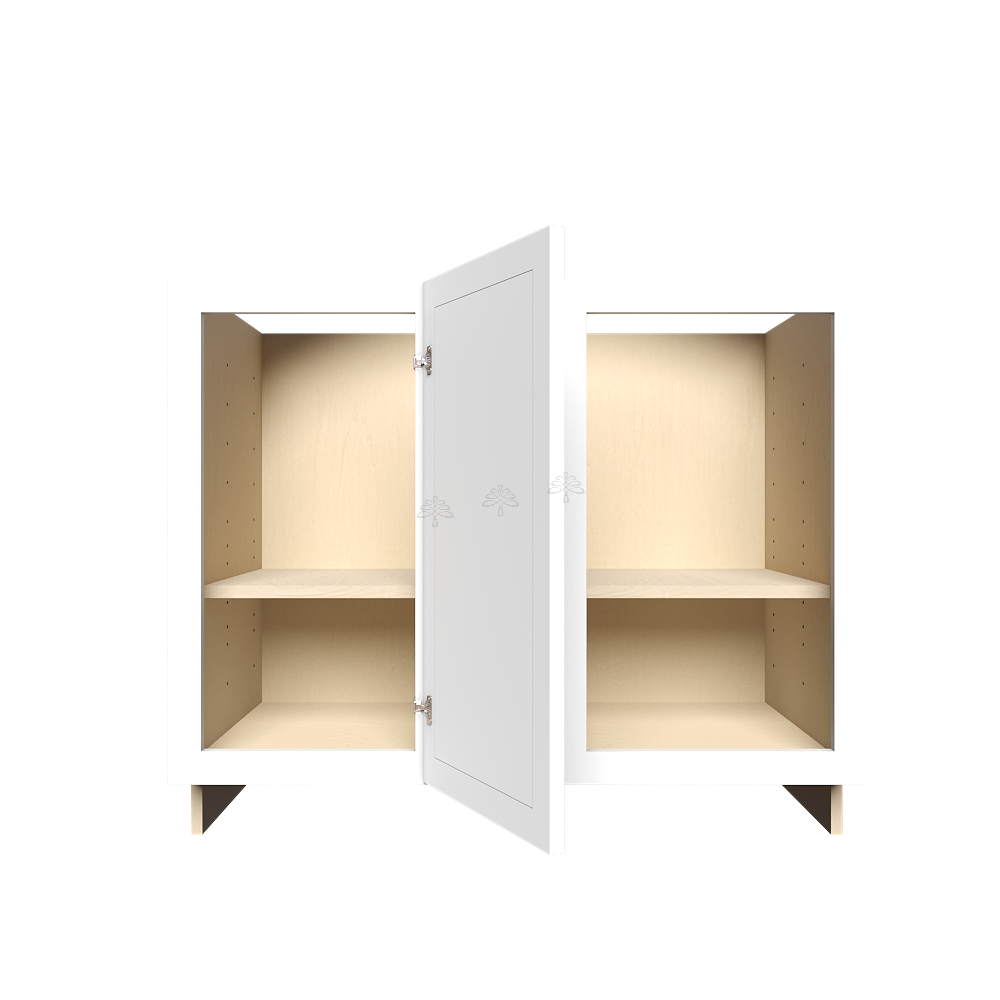 Urban Slim White Shaker Painted Finish Full Height Blind Base Cabinet with 1 Door and 1 Shelf