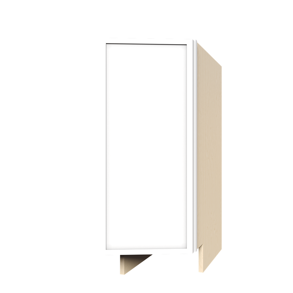Urban Slim White Shaker Painted Finish Full Height Base End Angle Cabinet Right with 1 Shelf