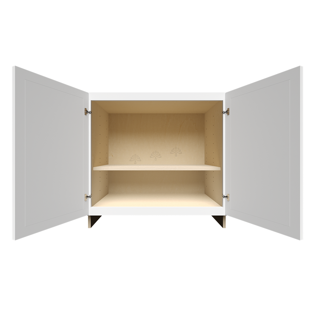 Urban Slim White Shaker Painted Finish Full Height Tall Vanity Base Cabinet with 2 Doors