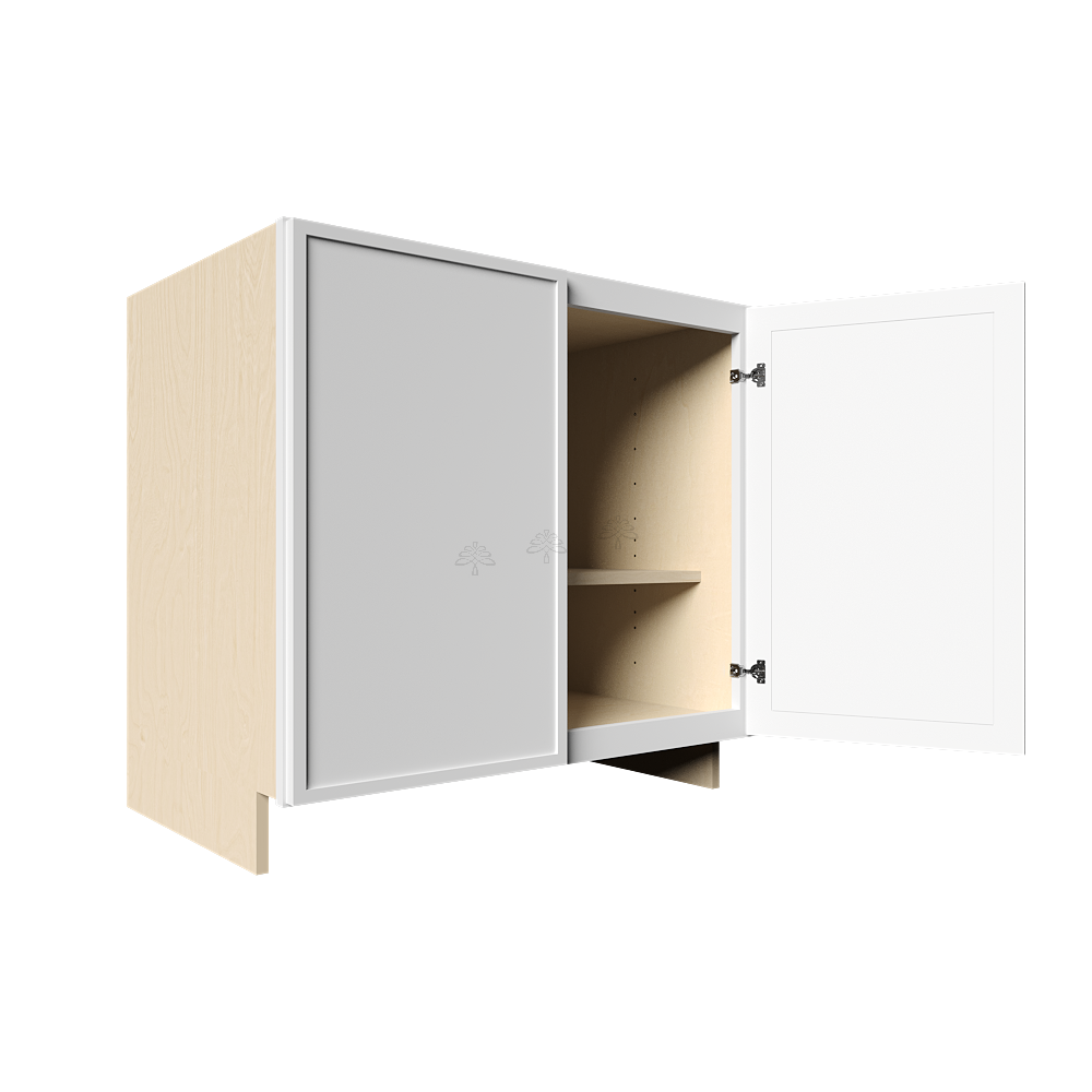 Urban Slim White Shaker Painted Finish Full Height Tall Vanity Base Cabinet with 2 Doors