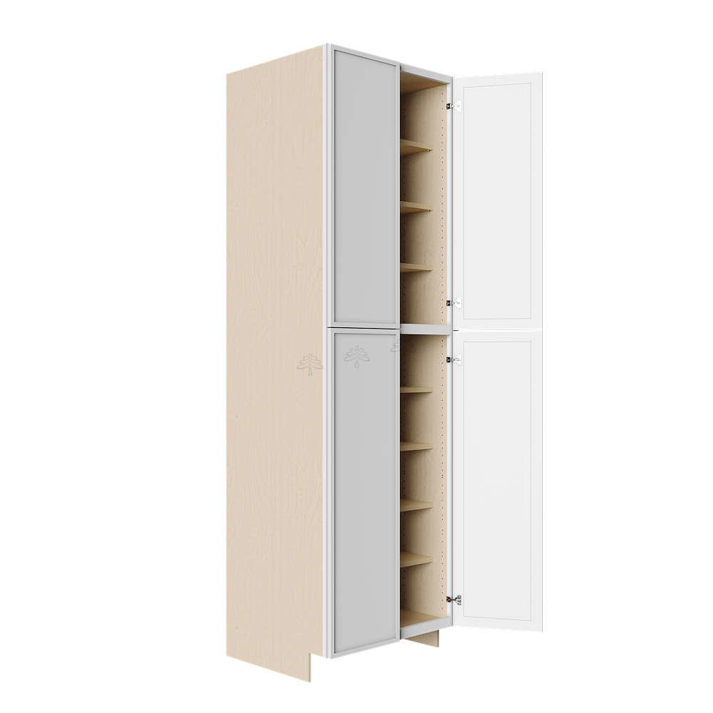 Urban Slim White Shaker Painted Finish Pantry Cabinet with 4 Doors