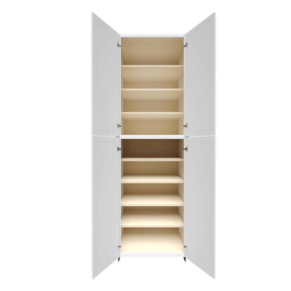 Urban Slim White Shaker Painted Finish Pantry Cabinet with 4 Doors