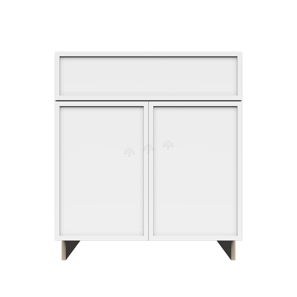 Urban Slim White Shaker Painted Finish Sink Base Cabinet with 1 False Drawer and 2 Doors