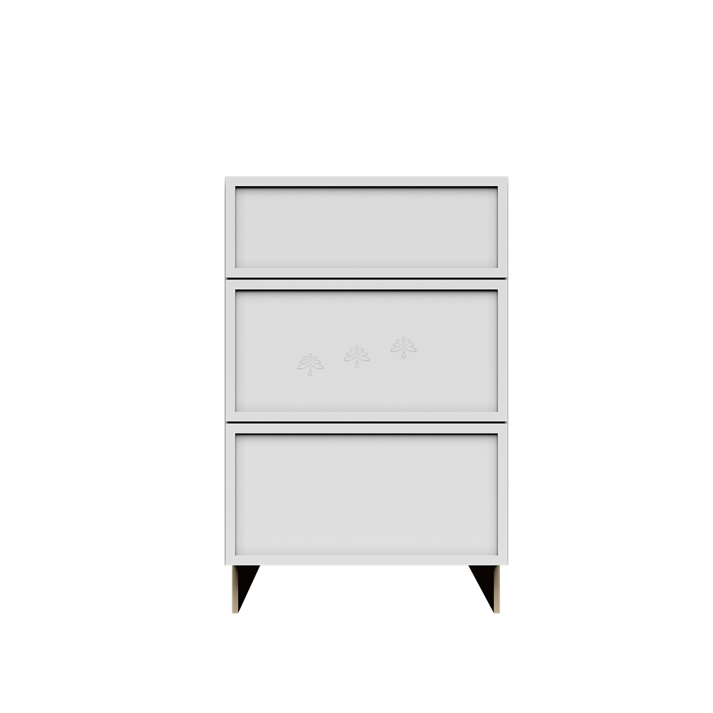 Urban Slim White Shaker Painted Finish Tall Vanity Drawer Base Cabinet with 3 Drawers