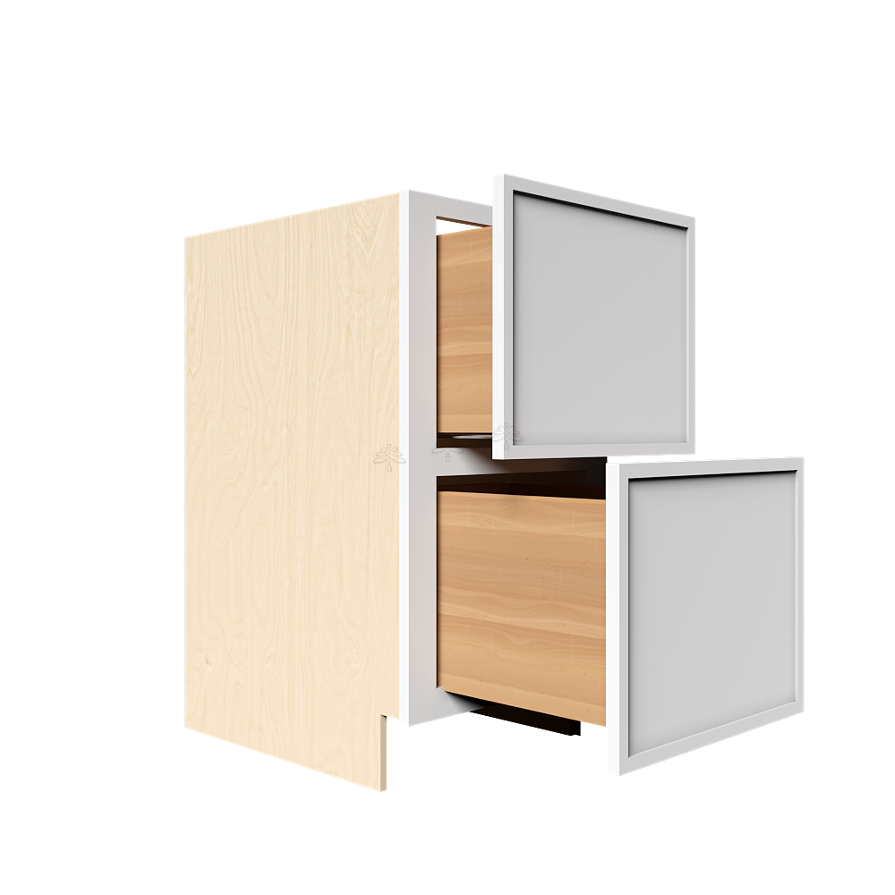 Urban Slim White Shaker Painted Finish Tall Vanity Drawer Base Cabinet with 2 Drawers