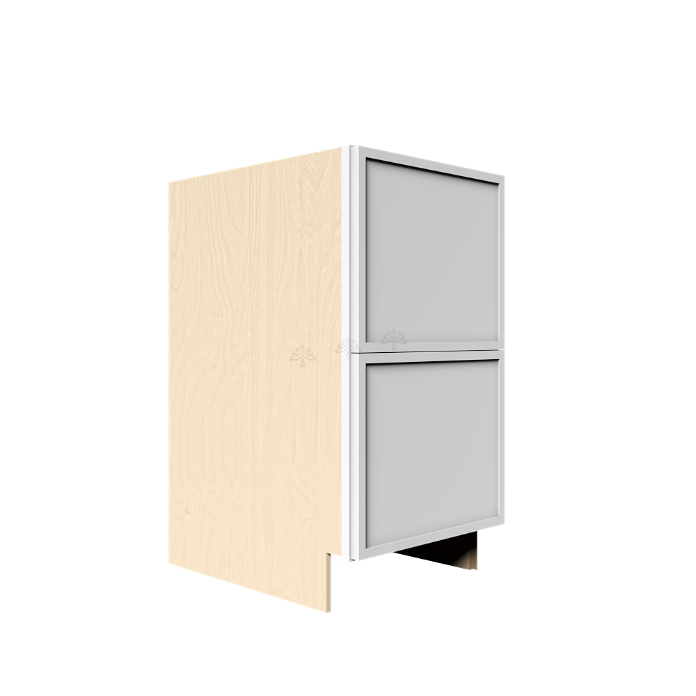 Urban Slim White Shaker Painted Finish Tall Vanity Drawer Base Cabinet with 2 Drawers