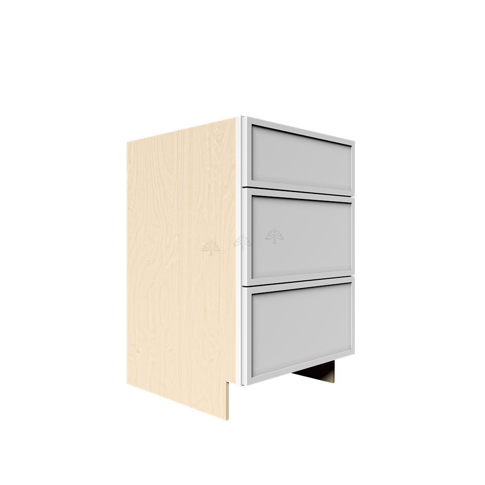 Urban Slim White Shaker Painted Finish Tall Vanity Drawer Base Cabinet with 3 Drawers